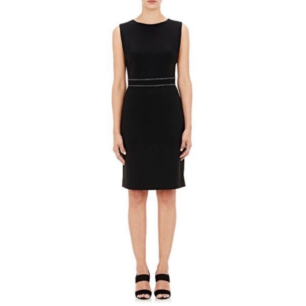 Black Sleeveless Sheath Dress with Waist Detail